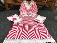 LCW 5662 Cotton febric Lahriya Design  Heavy less and Embroidery work on kurti Pant Dupatta  - Red, L-40