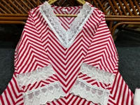 LCW 5662 Cotton febric Lahriya Design  Heavy less and Embroidery work on kurti Pant Dupatta  - Red, 3XL-46