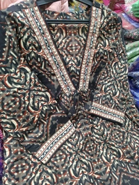 LCW 5664 *New Lounch  SPECIAL**MULTI COLOR COTTON AKHAT PRINT A LINE SUIT WITH DOUBLE SIDED* - Black, 3XL-46