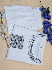 LCW 5665 *NEW Featuring beautiful Heavy Cottom Flex Coord Set which is beautifully Embroidery. - White, L-40