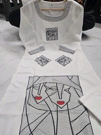 LCW 5665 *NEW Featuring beautiful Heavy Cottom Flex Coord Set which is beautifully Embroidery. - White, L-40