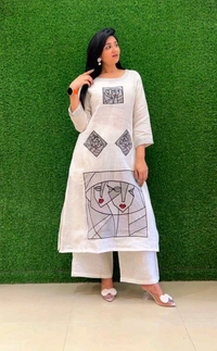 LCW 5665 *NEW Featuring beautiful Heavy Cottom Flex Coord Set which is beautifully Embroidery. - White, 2XL-44