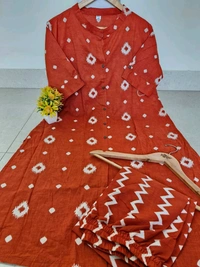 LCW 5666 *New Premium Designer  Fine cotton kurti Pant set* - Orange, L-40