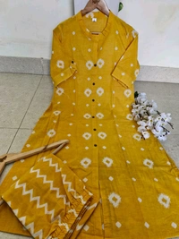 LCW 5666 *New Premium Designer  Fine cotton kurti Pant set* - Yellow, XL-42