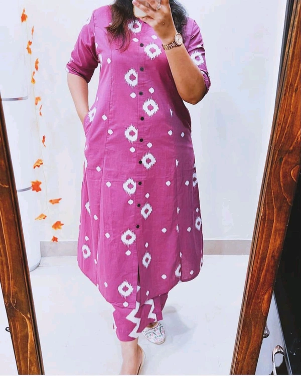 LCW 5666 *New Premium Designer  Fine cotton kurti Pant set* - pink, L-40