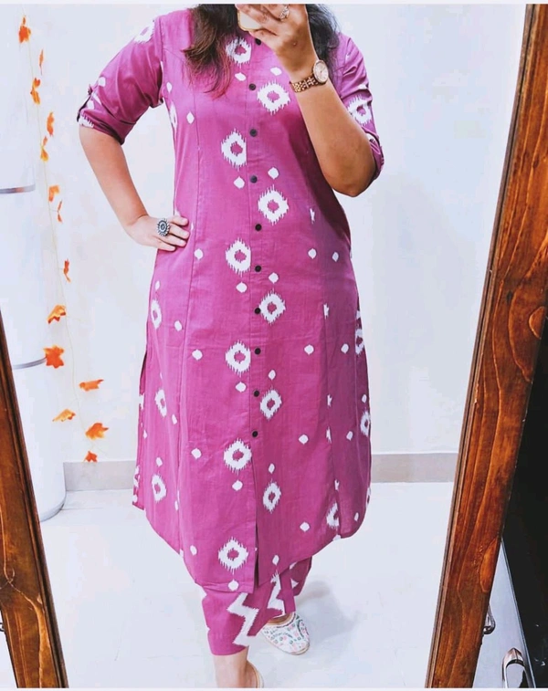 LCW 5666 *New Premium Designer  Fine cotton kurti Pant set* - pink, L-40