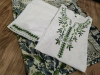 LCW 5668 Nrw cotton kurta pant and khadi silk ikkat print  Dupatta set Work: Machine thread embroidery  - M-38