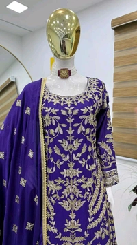 DSS 5671 NEW CHINON SILK SHARARRA
EMBROIDERY CODDING SIQUNCE WITH WORK
 - 2XL-44