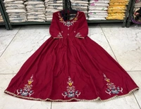 LCW 5673 *_New design  cotton suit sets  -Beautifull floral embroidery work  - Maroon, 2XL-44