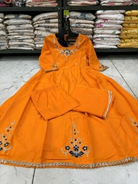 LCW 5673 *_New design  cotton suit sets  -Beautifull floral embroidery work  - Yellow, M-38