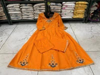 LCW 5673 *_New design  cotton suit sets  -Beautifull floral embroidery work  - Yellow, 2XL-44