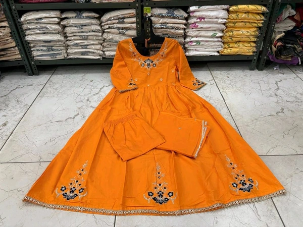 LCW 5673 *_New design  cotton suit sets  -Beautifull floral embroidery work  - Yellow, 2XL-44