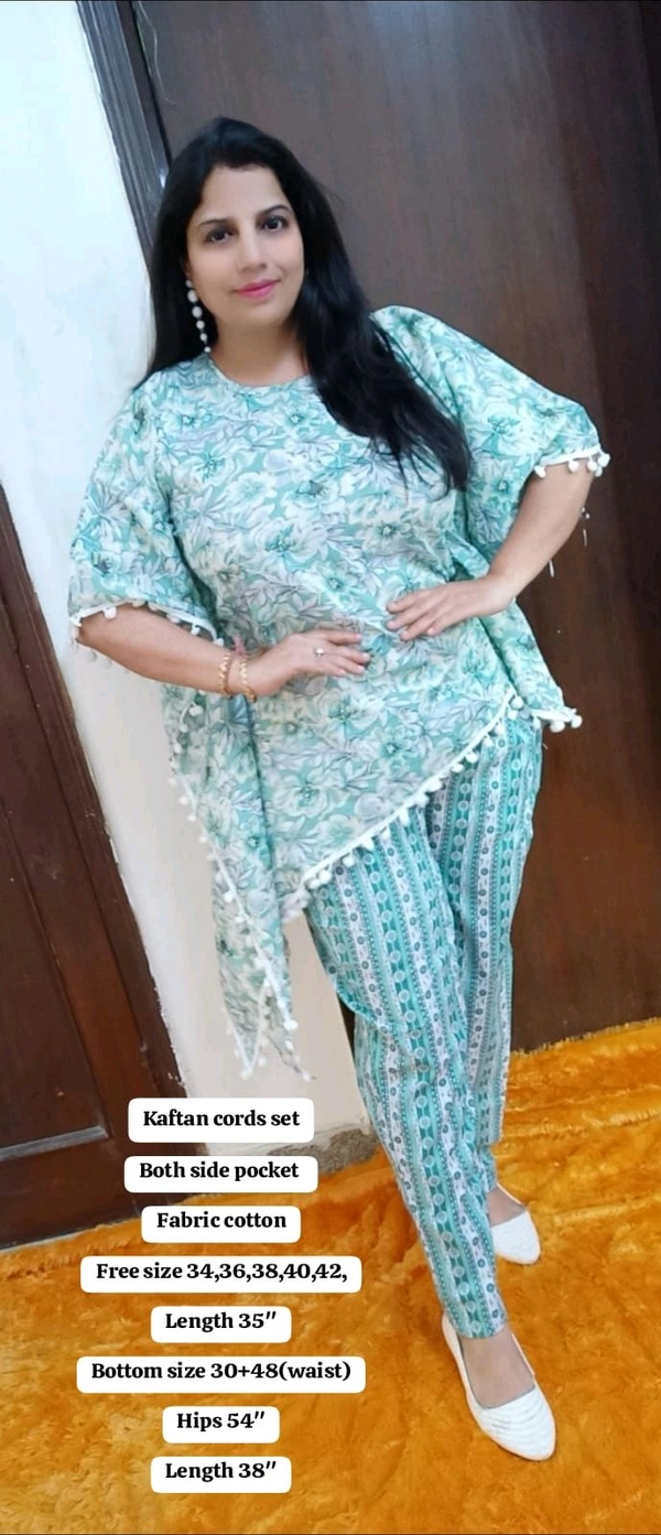 KD18  5678 Kaftan Cotton cords sets 
Both side pocket 
 - Blue, 36