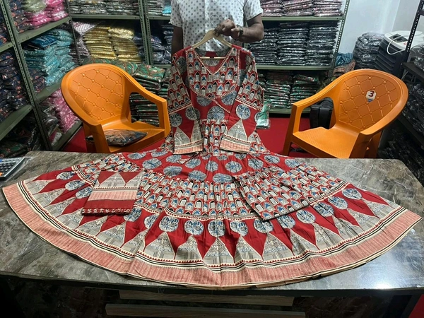 LCW 5681 *New lounch Cotton Print Flair Anarkali Suit  With Handwork  - Maroon, XL-42