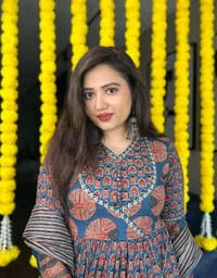 LCW 5681 *New lounch Cotton Print Flair Anarkali Suit  With Handwork  - Blue, M-38