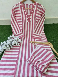 LCW 5682 *New We are Launching a* *beau comfortable
 Cotten Kurti With Pant  - Pink, M-38