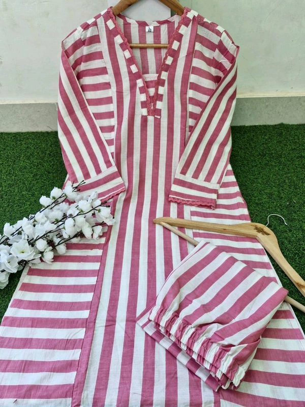 LCW 5682 *New We are Launching a* *beau comfortable
 Cotten Kurti With Pant  - Pink, L-40