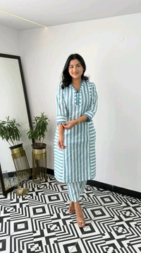 LCW 5682 *New We are Launching a* *beau comfortable
 Cotten Kurti With Pant  - Blue, L-40