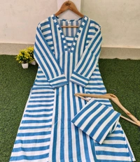 LCW 5682 *New We are Launching a* *beau comfortable
 Cotten Kurti With Pant  - Blue, XL-42