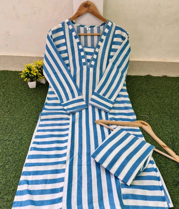 LCW 5682 *New We are Launching a* *beau comfortable
 Cotten Kurti With Pant  - Blue, XL-42