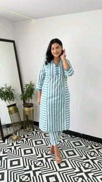 LCW 5682 *New We are Launching a* *beau comfortable
 Cotten Kurti With Pant  - Blue, 2XL-44