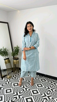 LCW 5682 *New We are Launching a* *beau comfortable
 Cotten Kurti With Pant  - Blue, 2XL-44