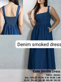 KD18  5683 Beautiful  Denim cute Dress*Fabric- Denim - 3XL-46