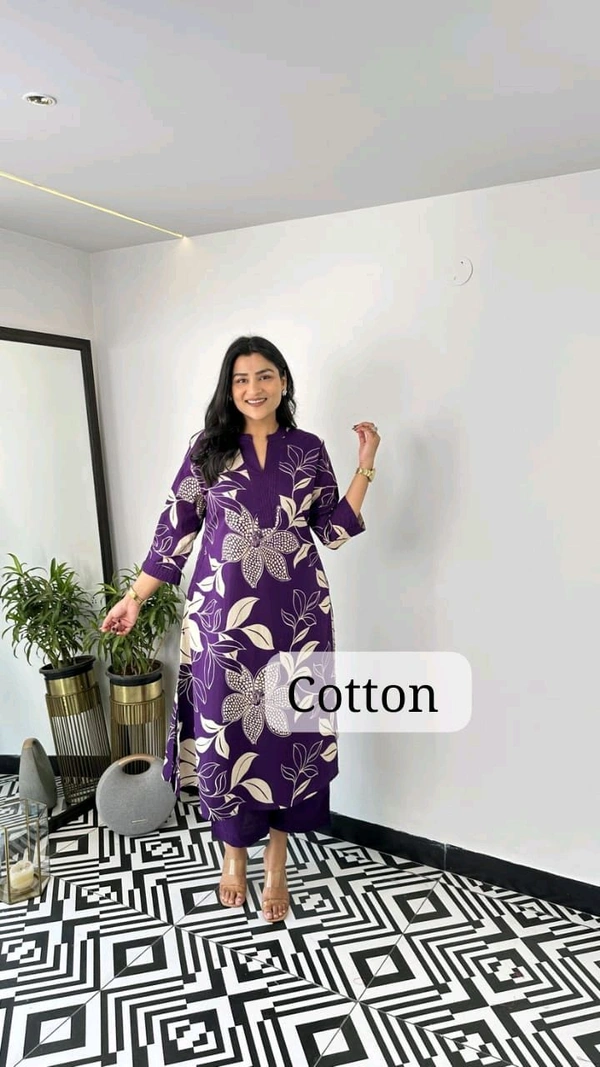 LCW 5684 *New lounch amazing Stylish  kurti pant set 
Very comfortable  and classy - Purple, 3XL-46