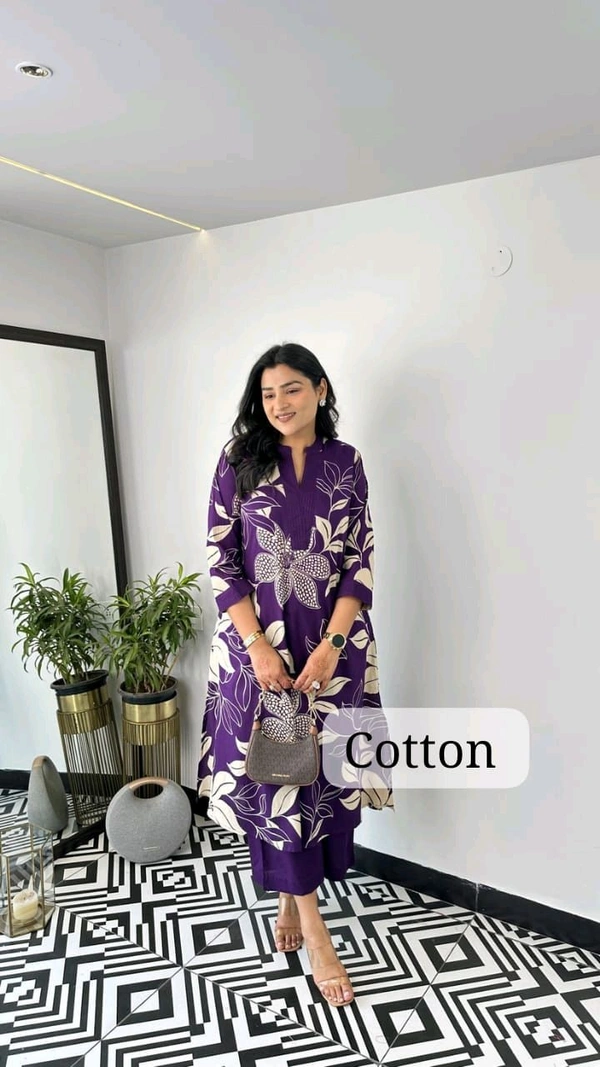 LCW 5684 *New lounch amazing Stylish  kurti pant set 
Very comfortable  and classy - Purple, 3XL-46