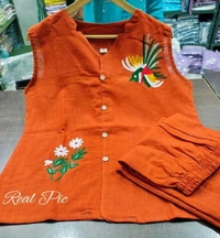 LCW 5685 Premium cotton Slub top with beautiful colours Cord Set Palazzo With Pocket  - S-36