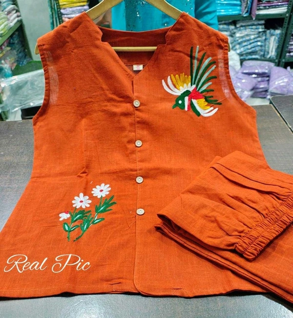 LCW 5685 Premium cotton Slub top with beautiful colours Cord Set Palazzo With Pocket  - S-36