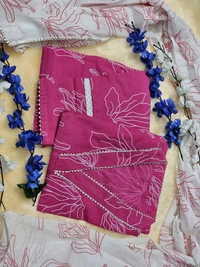 LCW 5690 *New Pink Kurta Pant duppta side hand cut and pant Lace work  - 2XL-44