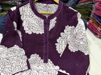 LCW 5694 *New pure Cotton Premium Floral Print cotton kurti Pant set Very comfortable - Purple, XL-42