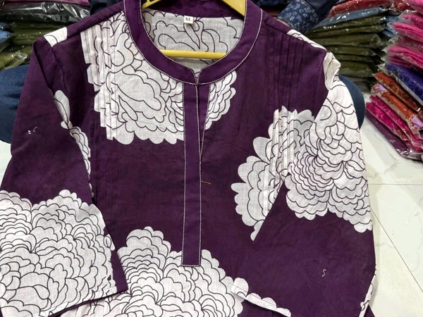 LCW 5694 *New pure Cotton Premium Floral Print cotton kurti Pant set Very comfortable - Purple, 2XL-44