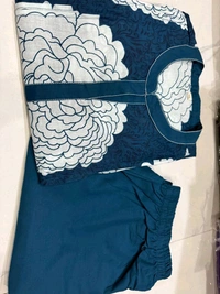 LCW 5694 *New pure Cotton Premium Floral Print cotton kurti Pant set Very comfortable - Blue, XL-42