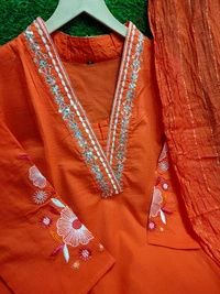 LCW 5695 *New Very Beautiful 3ps Set  cotton fabric Angrakha kurti pant and Chanderi  dupatta. - 2XL-44