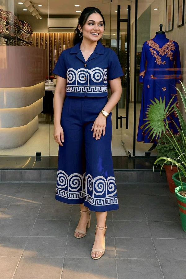 LCW 5696  New Design Launch*Beautiful cotton Cord set  With  Package:  - Blue, L-40