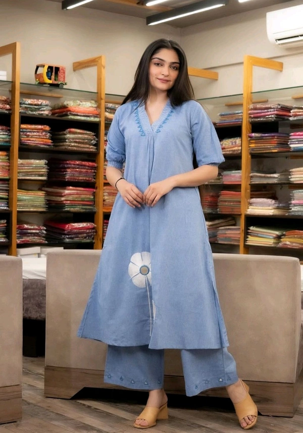 LCW 5698 *New Cotton kurta Pant  full embroidery Work With Side pocket  - L-40