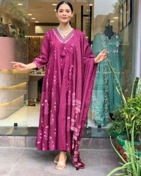 LCW 5705 *New lounch Cotton  A-line Kurta Pant Set  Hand work& embroidery* - Pink, 3XL-46