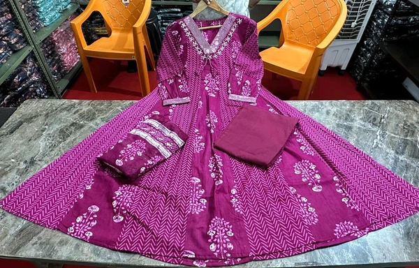 LCW 5705 *New lounch Cotton  A-line Kurta Pant Set  Hand work& embroidery* - Pink, 3XL-46