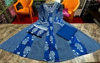 LCW 5705 *New lounch Cotton  A-line Kurta Pant Set  Hand work& embroidery* - Blue, 2XL-44