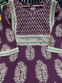 LCW 5707 New Heavy Pure Cotton Kurti With Pant 
 Sequence work  Dupatta - Purple, M-38