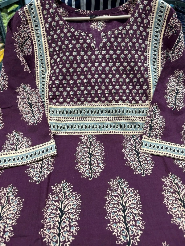 LCW 5707 New Heavy Pure Cotton Kurti With Pant 
 Sequence work  Dupatta - Purple, M-38