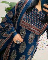 LCW 5707 New Heavy Pure Cotton Kurti With Pant 
 Sequence work  Dupatta - Blue, L-40