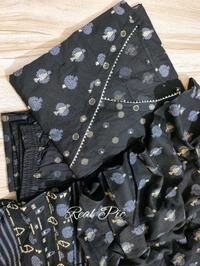 LCW 5708 Beautiful cotton embroidered anarkali style anagrakha three pcs set perfact  - Black, XL-42