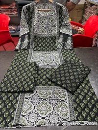 LCW 5709 *New beautiful Kurta Pant With  print dupatta sets Traditional wear Work Hand mirror work - Dark green, M-38