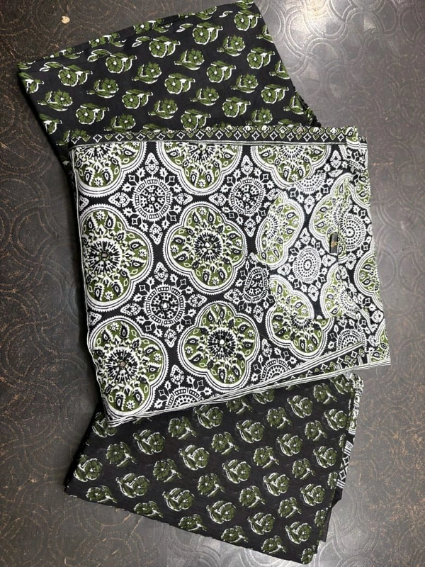 LCW 5709 *New beautiful Kurta Pant With  print dupatta sets Traditional wear Work Hand mirror work - Dark green, 3XL-46