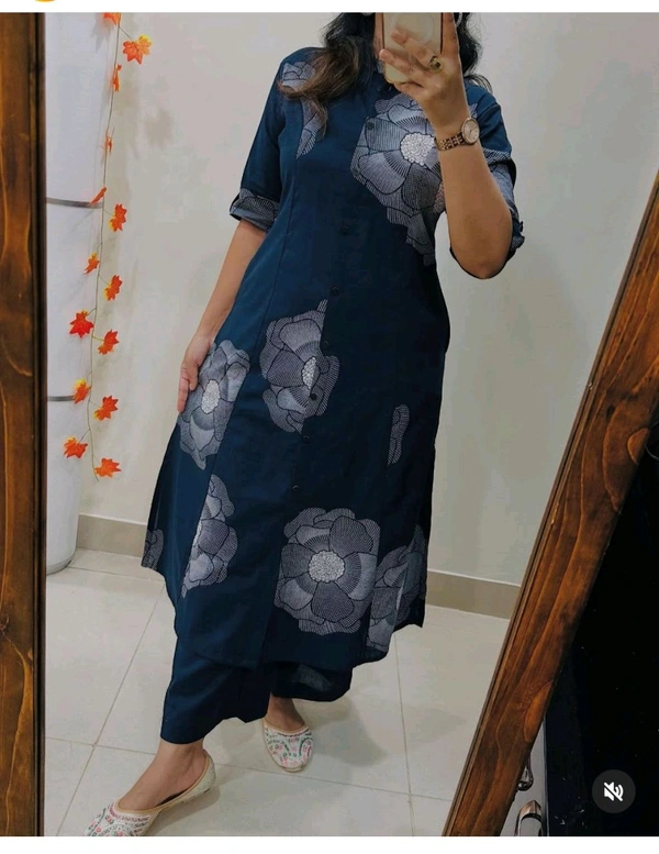 LCW 5711  Newest Jaipur print _cord -set 
*Featuring beautiful a line cord _set Jaipur print  border Design Less work Kurti with side pocket*
 - Blue, 2XL-44