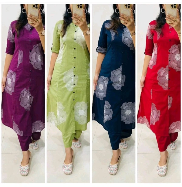 LCW 5711  Newest Jaipur print _cord -set 
*Featuring beautiful a line cord _set Jaipur print  border Design Less work Kurti with side pocket*
 - Blue, 2XL-44