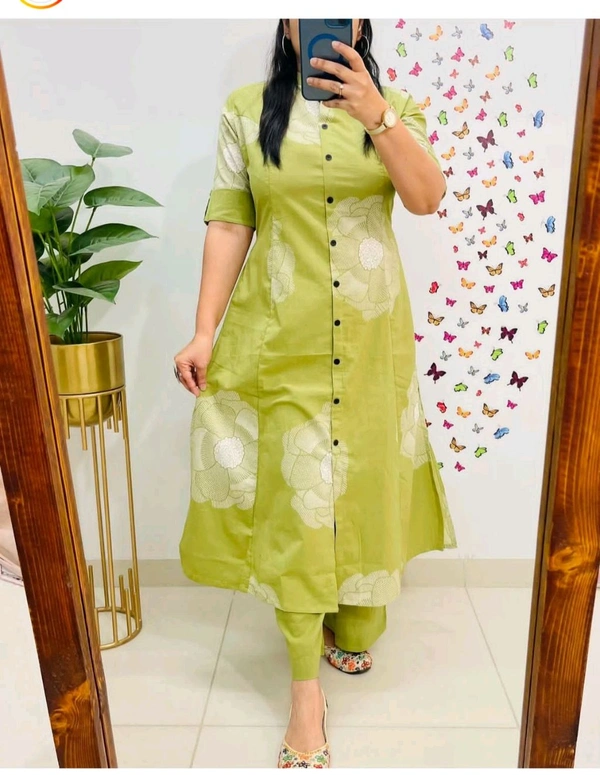 LCW 5711  Newest Jaipur print _cord -set 
*Featuring beautiful a line cord _set Jaipur print  border Design Less work Kurti with side pocket*
 - Green, 33XL-46